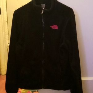 The North Face, Black and Pink Fleece Zip-Up, Size Medium